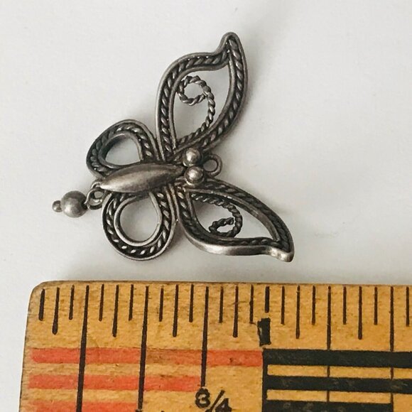 Vtg Sterling Silver Butterfly Brooch Pin Art Nouveau Style Design Marked 925 - Picture 3 of 5